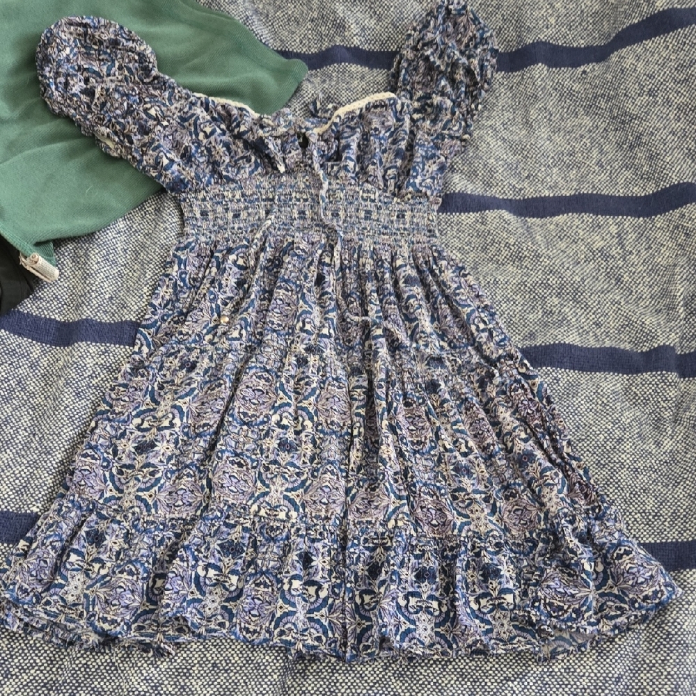 Angie Blue Floral Smocked Mini Dress
